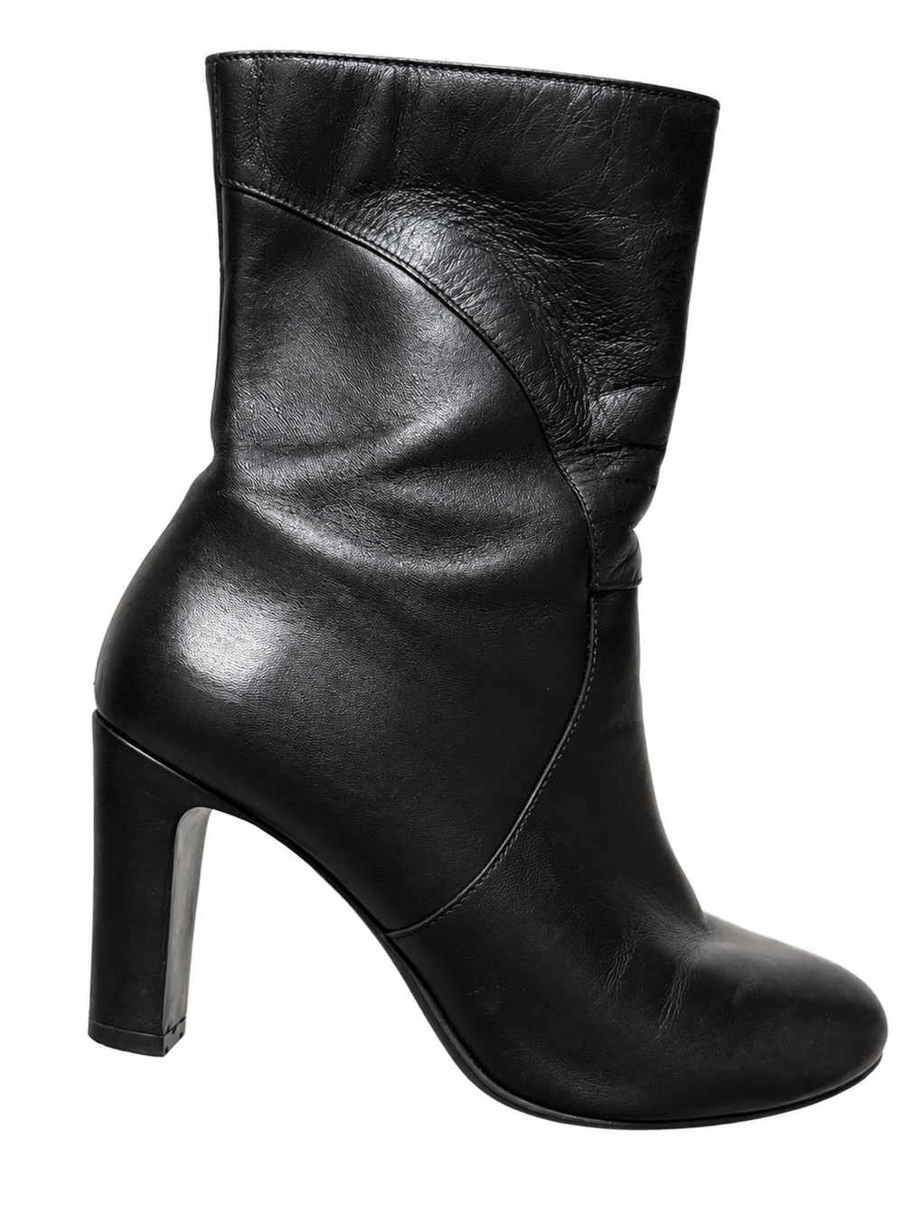 Naturalizer Black Leather High-Heel Ankle Boots